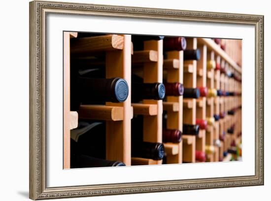 Wine Bottles In Cellar-HdcPhoto-Framed Photographic Print