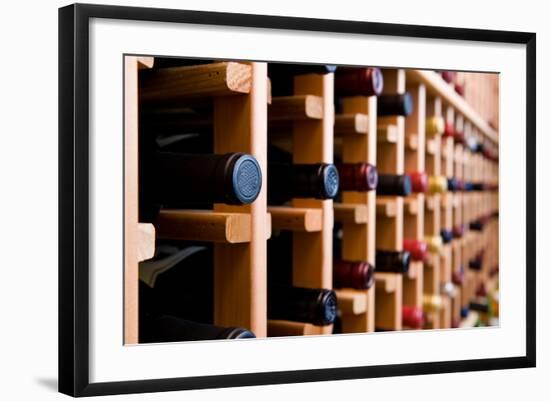 Wine Bottles In Cellar-HdcPhoto-Framed Photographic Print