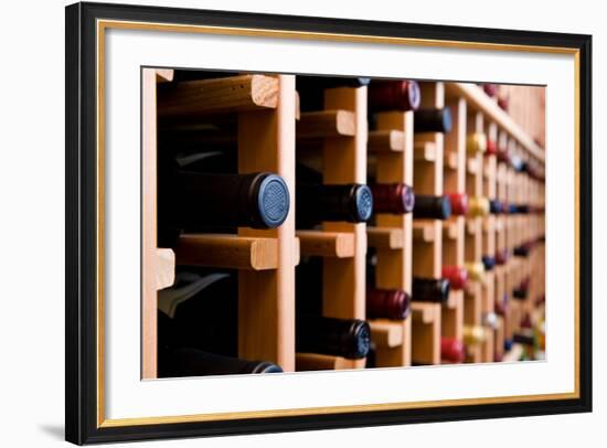 Wine Bottles In Cellar-HdcPhoto-Framed Photographic Print