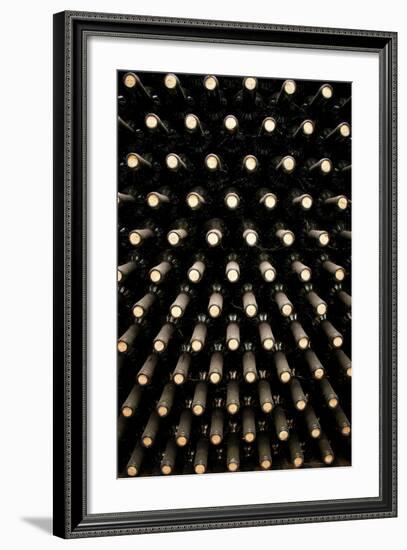 Wine Bottles In Wine Cellar-miskokordic-Framed Art Print