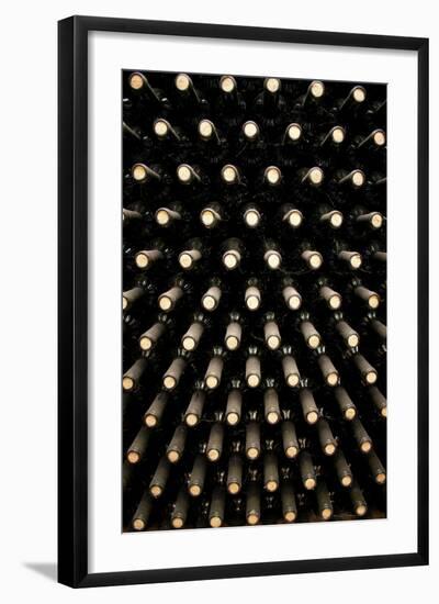 Wine Bottles In Wine Cellar-miskokordic-Framed Art Print