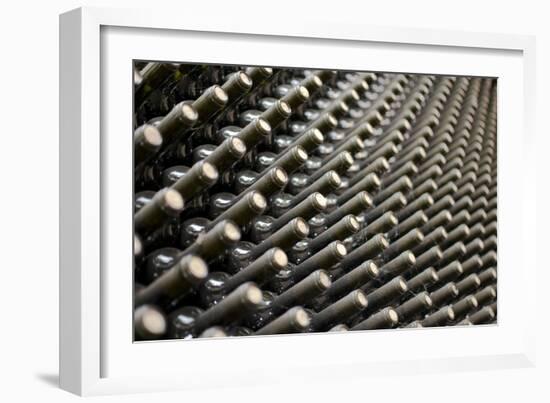 Wine Bottles In Wine Cellar-miskokordic-Framed Art Print