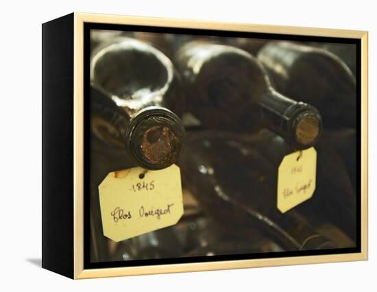 Wine Cellar and Bottles of Clos De Vougeot, France-Per Karlsson-Framed Premier Image Canvas