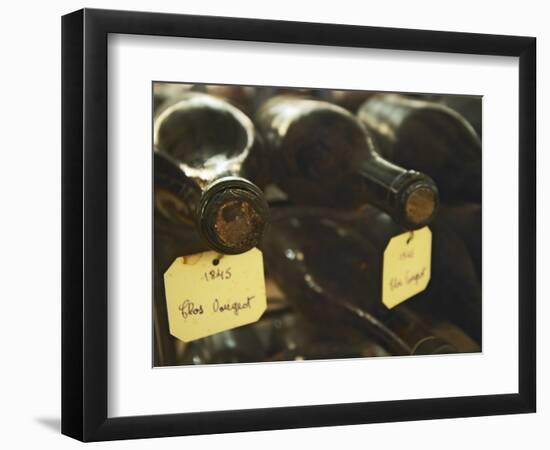 Wine Cellar and Bottles of Clos De Vougeot, France-Per Karlsson-Framed Photographic Print