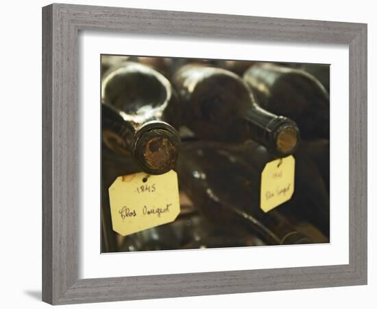 Wine Cellar and Bottles of Clos De Vougeot, France-Per Karlsson-Framed Photographic Print