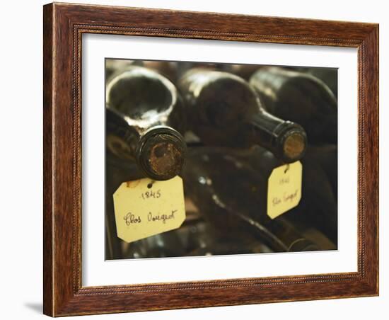 Wine Cellar and Bottles of Clos De Vougeot, France-Per Karlsson-Framed Photographic Print