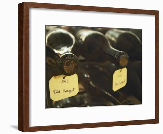 Wine Cellar and Bottles of Clos De Vougeot, France-Per Karlsson-Framed Photographic Print