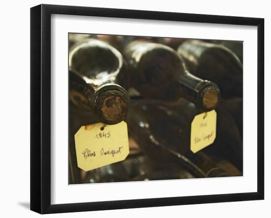 Wine Cellar and Bottles of Clos De Vougeot, France-Per Karlsson-Framed Photographic Print