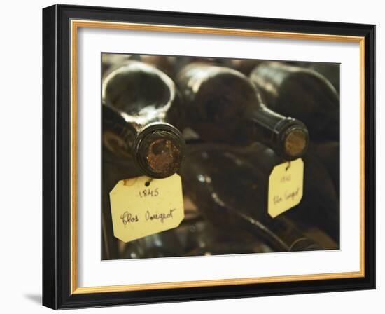 Wine Cellar and Bottles of Clos De Vougeot, France-Per Karlsson-Framed Photographic Print