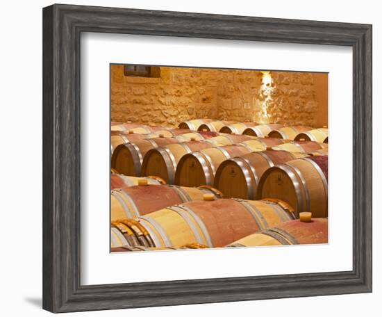 Wine Cellar, Barriques Barrels, Chateau Grand Mayne, Saint Emilion, Bordeaux, France-Per Karlsson-Framed Photographic Print