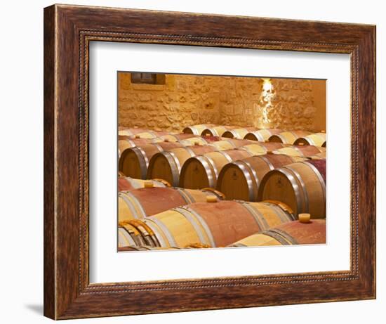 Wine Cellar, Barriques Barrels, Chateau Grand Mayne, Saint Emilion, Bordeaux, France-Per Karlsson-Framed Photographic Print