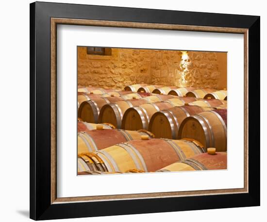 Wine Cellar, Barriques Barrels, Chateau Grand Mayne, Saint Emilion, Bordeaux, France-Per Karlsson-Framed Photographic Print