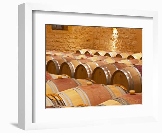 Wine Cellar, Barriques Barrels, Chateau Grand Mayne, Saint Emilion, Bordeaux, France-Per Karlsson-Framed Photographic Print