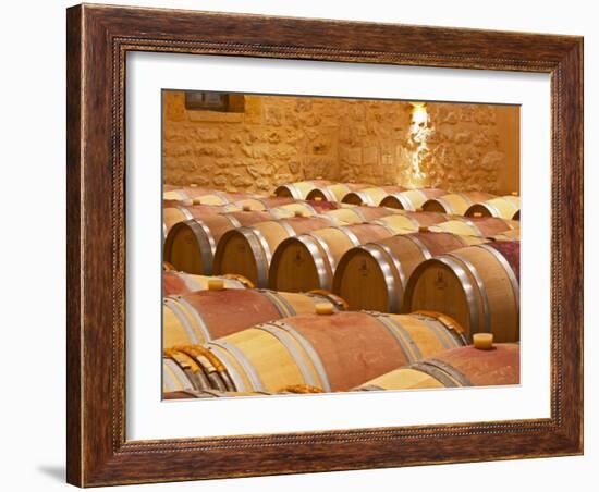 Wine Cellar, Barriques Barrels, Chateau Grand Mayne, Saint Emilion, Bordeaux, France-Per Karlsson-Framed Photographic Print