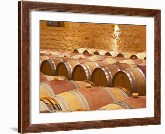 Wine Cellar, Barriques Barrels, Chateau Grand Mayne, Saint Emilion, Bordeaux, France-Per Karlsson-Framed Photographic Print