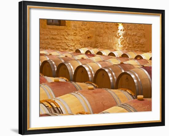 Wine Cellar, Barriques Barrels, Chateau Grand Mayne, Saint Emilion, Bordeaux, France-Per Karlsson-Framed Photographic Print