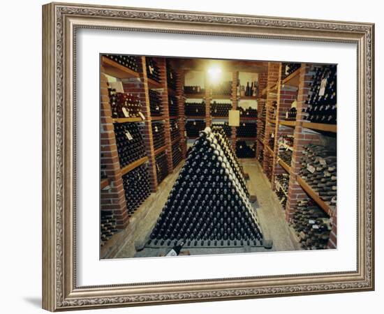 Wine Cellar, Chateau Verrazzano, Chianti, Tuscany, Italy, Europe-Bruno Morandi-Framed Photographic Print