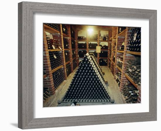 Wine Cellar, Chateau Verrazzano, Chianti, Tuscany, Italy, Europe-Bruno Morandi-Framed Photographic Print