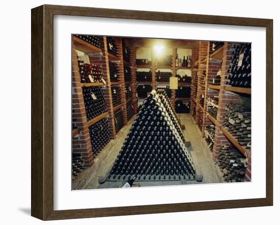 Wine Cellar, Chateau Verrazzano, Chianti, Tuscany, Italy, Europe-Bruno Morandi-Framed Photographic Print