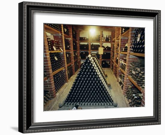 Wine Cellar, Chateau Verrazzano, Chianti, Tuscany, Italy, Europe-Bruno Morandi-Framed Photographic Print
