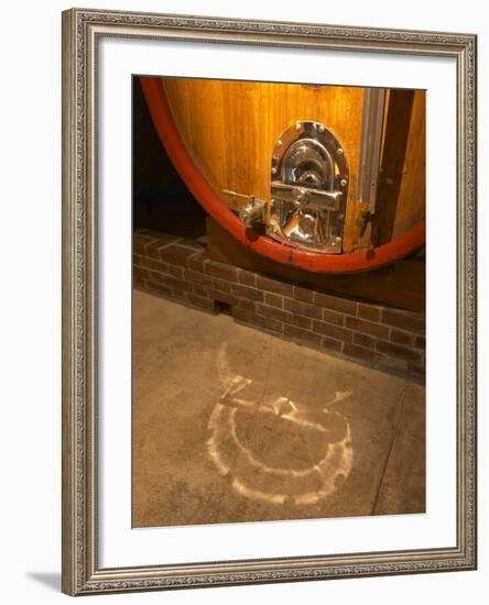 Wine Cellar Detail of Oak Casks, Champagne Jacquesson in Dizy, Vallee De La Marne, Ardennes, France-Per Karlsson-Framed Photographic Print