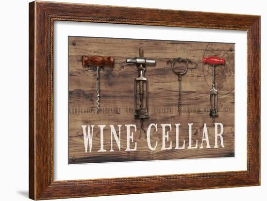 Wine Cellar Reclaimed Wood Sign-Anastasia Ricci-Framed Art Print