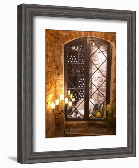 Wine Cellar with Bottles Behind Iron Bars, Stockholm, Sweden-Per Karlsson-Framed Photographic Print