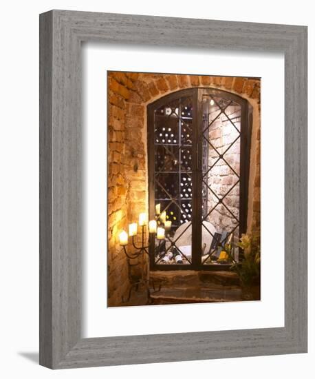 Wine Cellar with Bottles Behind Iron Bars, Stockholm, Sweden-Per Karlsson-Framed Photographic Print