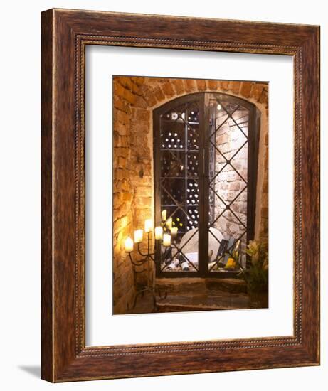 Wine Cellar with Bottles Behind Iron Bars, Stockholm, Sweden-Per Karlsson-Framed Photographic Print