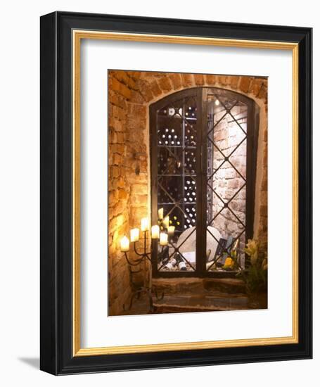 Wine Cellar with Bottles Behind Iron Bars, Stockholm, Sweden-Per Karlsson-Framed Photographic Print