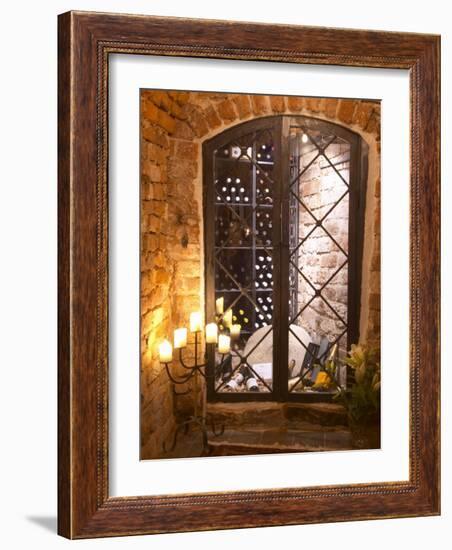 Wine Cellar with Bottles Behind Iron Bars, Stockholm, Sweden-Per Karlsson-Framed Photographic Print