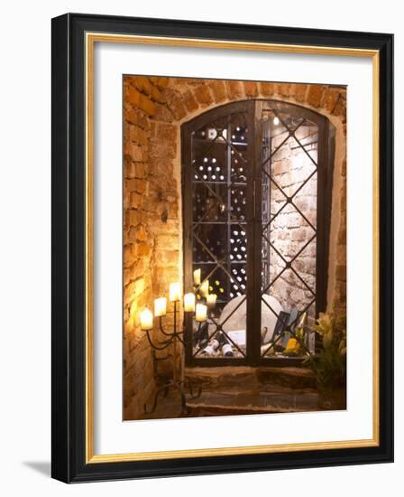 Wine Cellar with Bottles Behind Iron Bars, Stockholm, Sweden-Per Karlsson-Framed Photographic Print