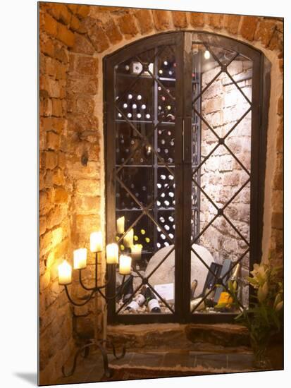 Wine Cellar with Bottles Behind Iron Bars, Stockholm, Sweden-Per Karlsson-Mounted Photographic Print