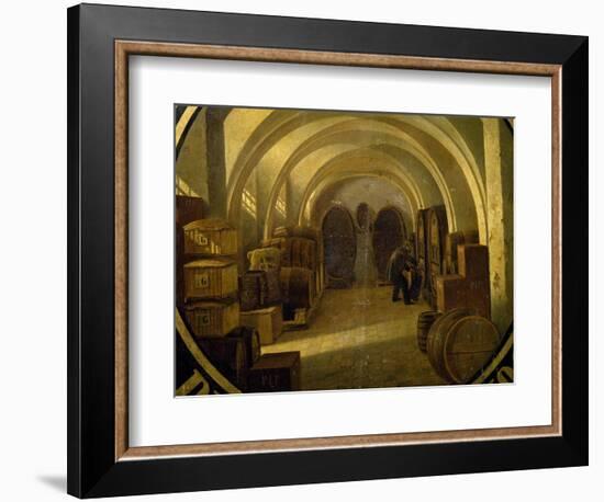 Wine Cellar with Wine Barrels-null-Framed Giclee Print