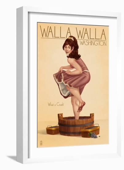 Wine Crushing Pinup Girl - Walla Walla, Washington-Lantern Press-Framed Art Print