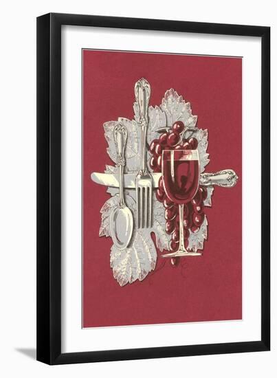 Wine Glass with Silver Setting-null-Framed Art Print