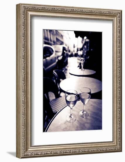 Wine Glasses at an Outdoor Cafe, Paris, France-Russ Bishop-Framed Photographic Print