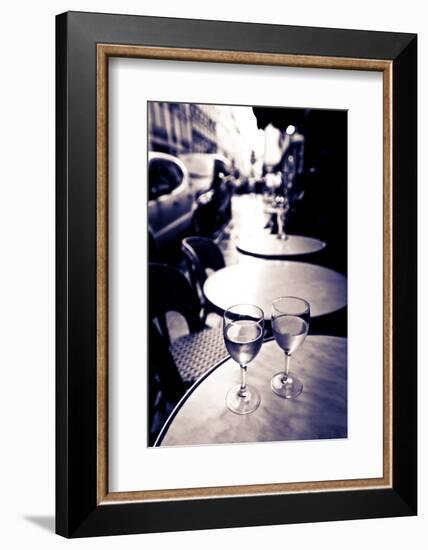 Wine Glasses at an Outdoor Cafe, Paris, France-Russ Bishop-Framed Photographic Print