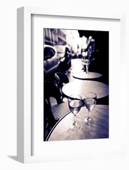 Wine Glasses at an Outdoor Cafe, Paris, France-Russ Bishop-Framed Photographic Print