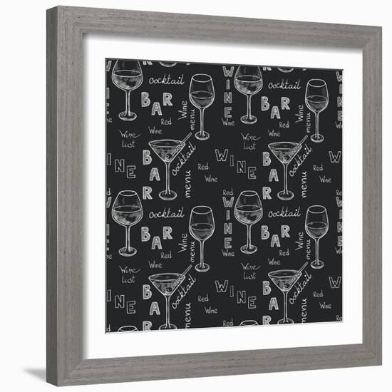 Wine Glasses Pattern-TashaNatasha-Framed Art Print