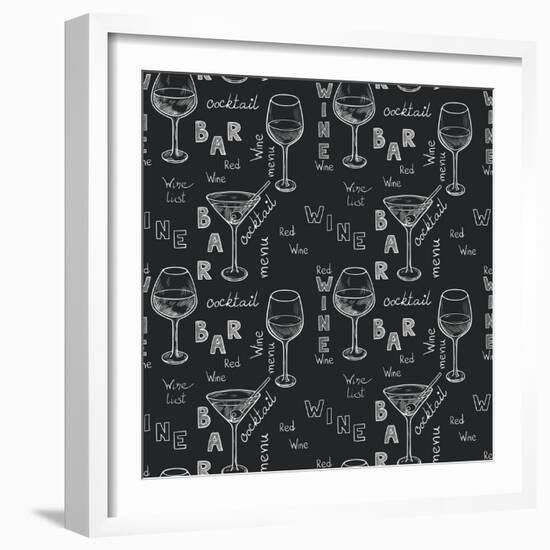 Wine Glasses Pattern-TashaNatasha-Framed Art Print