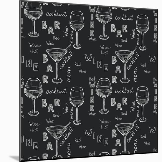 Wine Glasses Pattern-TashaNatasha-Mounted Art Print