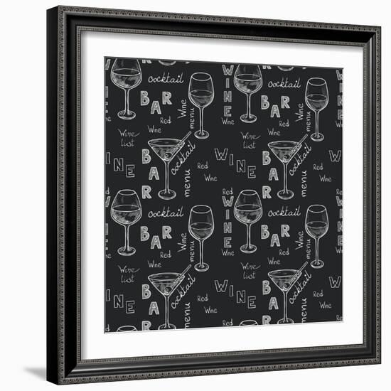 Wine Glasses Pattern-TashaNatasha-Framed Art Print