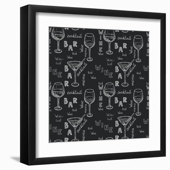 Wine Glasses Pattern-TashaNatasha-Framed Art Print