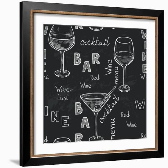 Wine Glasses Pattern-TashaNatasha-Framed Art Print