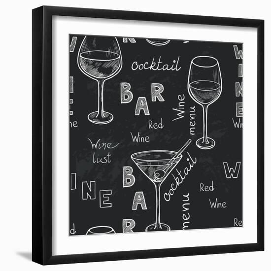 Wine Glasses Pattern-TashaNatasha-Framed Art Print