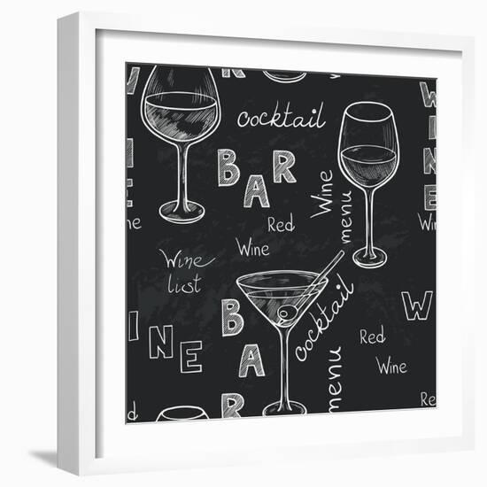 Wine Glasses Pattern-TashaNatasha-Framed Art Print