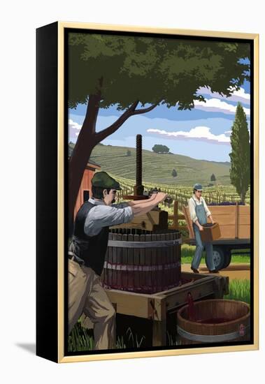 Wine Grape Crushing-Lantern Press-Framed Stretched Canvas