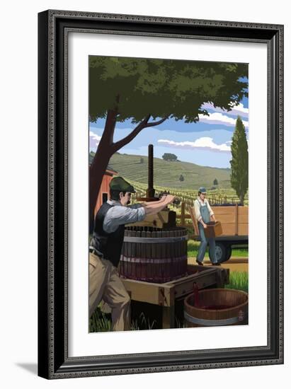 Wine Grape Crushing-Lantern Press-Framed Premium Giclee Print