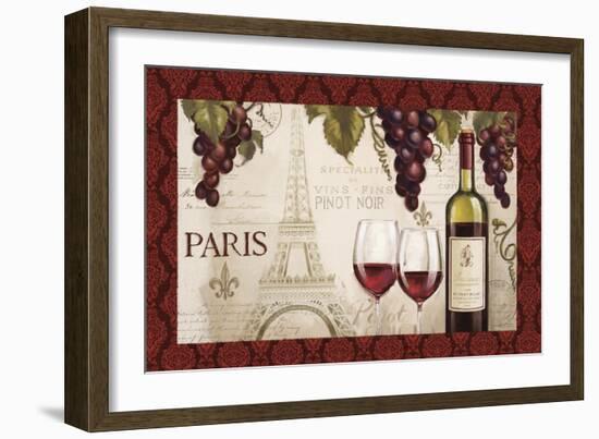 Wine in Paris I Damask Border-Janelle Penner-Framed Art Print